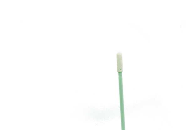DYNOclean Swab PU 757Runder Reinraumtupfer mit Schaumstoff-Kopf und einem hellgrünen Stäbchen.