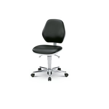 Chaise salle blanche Basic 2 (9140)Reinraumstuhl mit schwarzen Sitzpolster.