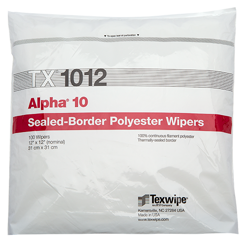 Tissues Texwipe TX1012Reinigungstuch von Texwipe verpackt in einem Beutel.
