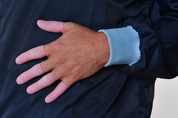 DYNOsense pinkFingerLatex STPinke Fingerlinge aus Latex, mDYNOsense pinkFingerLatex ST, Latex-Fingerlinge, antistatisch, puderfrei, hohe Griffigkeit, pink, 1'440 Stück pro Beutel