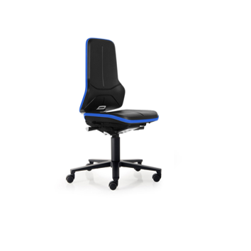 Laborstuhl ESD Neon 2 9573EEin schwarz-blauer Laborstuhl.