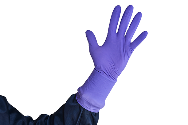 DYNOsense doubleNitrile DW 300 XL XLVioletter DYNOsense doubleNitrile DW 300 Nitrilhandschuh mit einer Länge von 300mm.