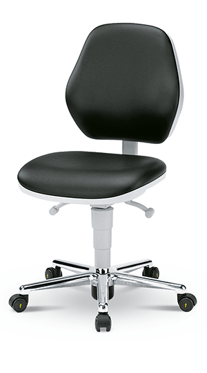 Reinraumstuhl Basic 2 (9140)Reinraumstuhl mit schwarzen Sitzpolster.