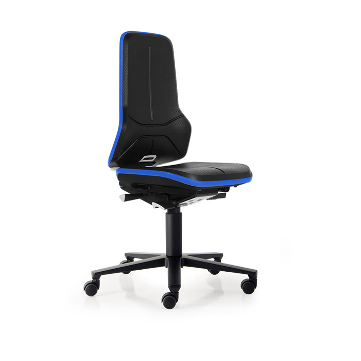 Laborstuhl ESD Neon 2 9573EEin schwarz-blauer Laborstuhl.