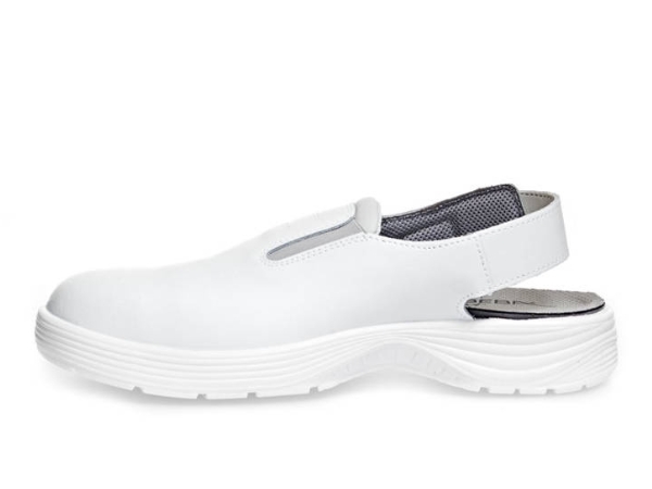 Abeba X-Light 711030ABEBA 711030 Clog, weißer Arbeitsschuh mit Stahlkappe und rutschfester Sohle.