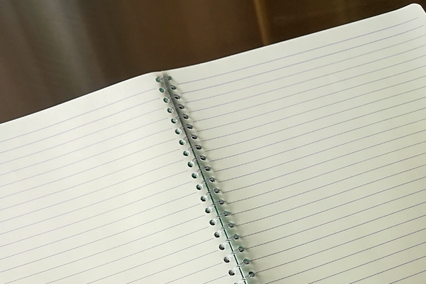 DYNOclean NotebookEin geöffnetes Notitzbuch mit Hilfslinien.