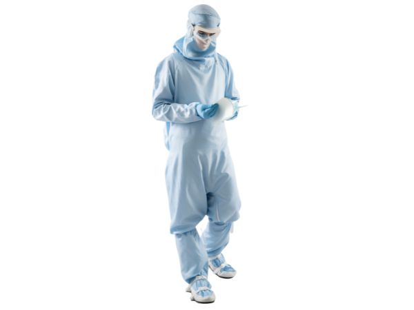 Top Down Overall mit Haube AlsistrongHellblauer Topdown Reinraumoverall von alsico