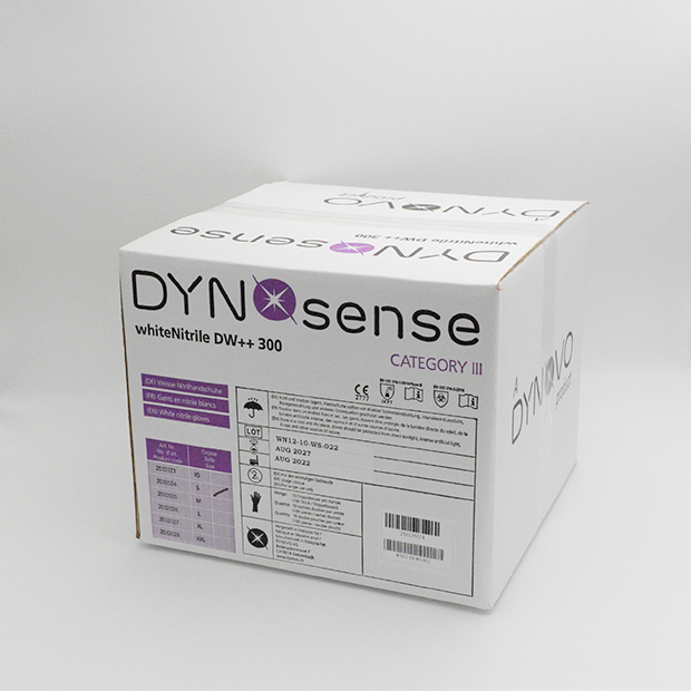 DYNOsense whiteNitrile DW++ 300 L LWeisser DYNOsense whiteNitrile DW++ 300 Karton.